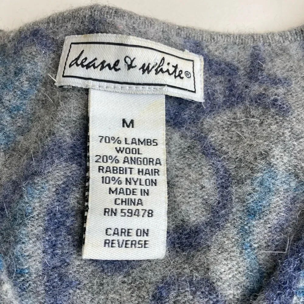 DEANE & WHITE M  Lambswoo/Angora Rabbit Paisley Button Front Cardigan